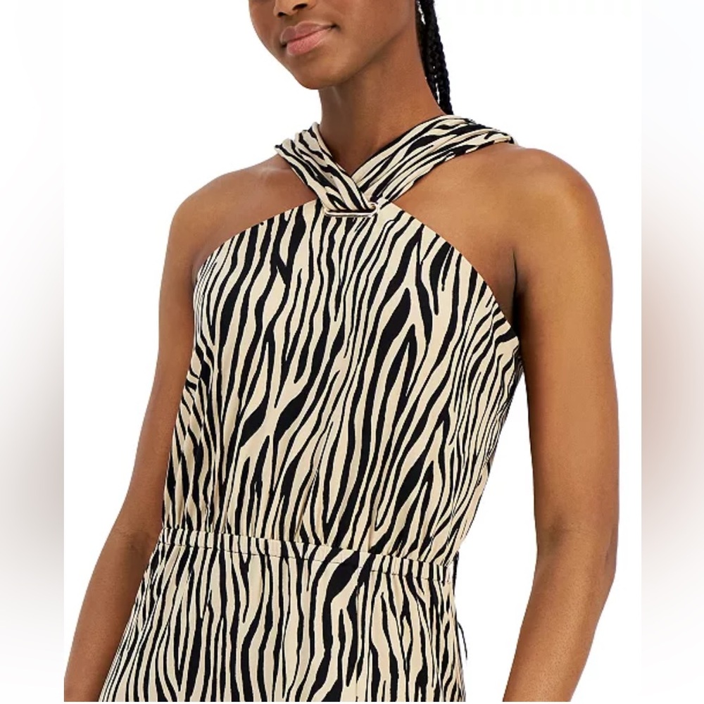 NWT 1X INC International Concepts Zebra Halter Slit Maxi Dress - Picture 5 of 11